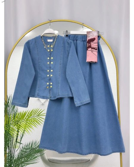 طقم تنورة جينز